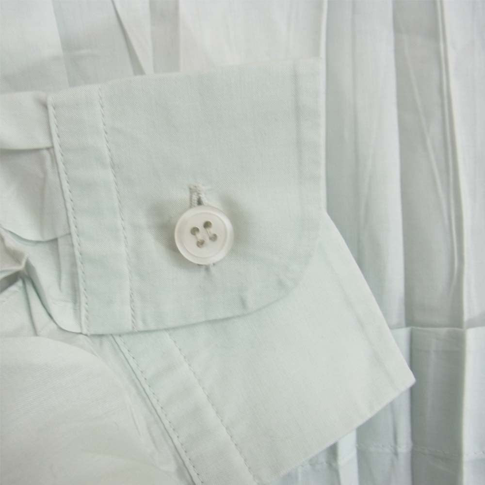 ISSEY MIYAKE イッセイミヤケ IM02FJ955 プリーツ加工 ポケット付き サイドスリット シャツ ブラウス ミント ライトブルー系 M【中古】