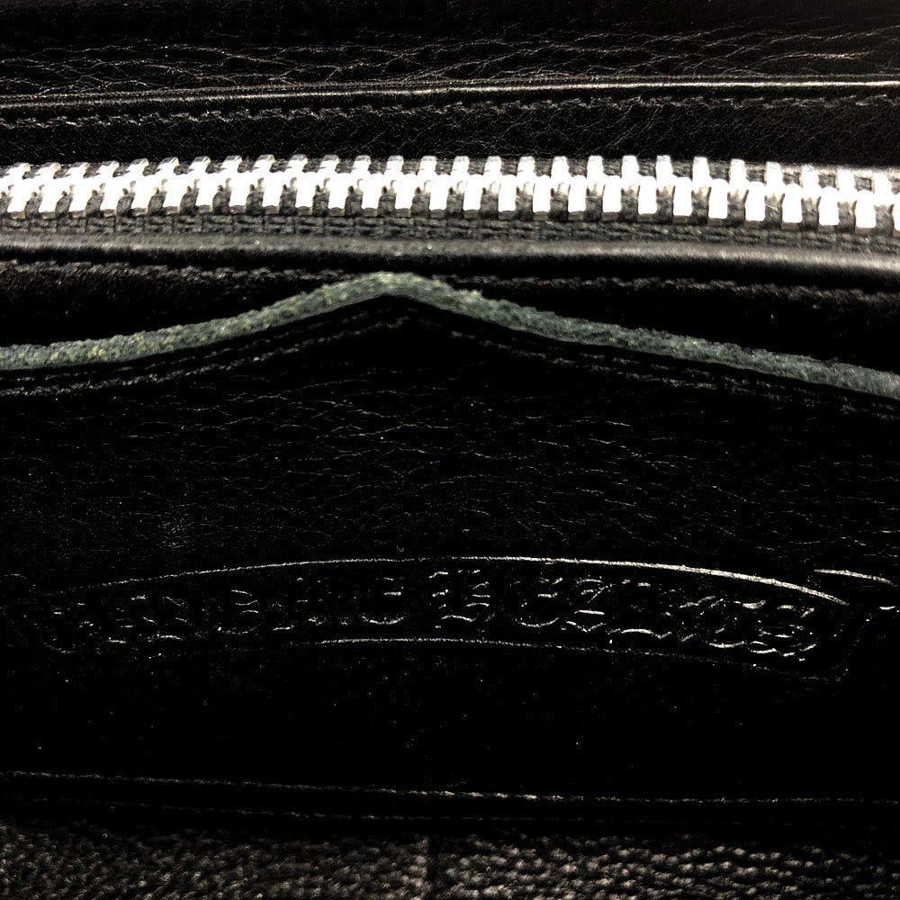 CHROME HEARTS クロムハーツ(原本無) REC F ZIP 3 セメタリークロス ラウンドジップ レザー ウォレット ブラック系【中古】