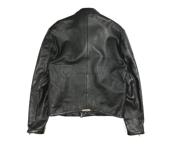 CHROME HEARTS クロムハーツ(原本無) レーシング2 ダガージップ シングル ライダース ブラック系 S【中古】
