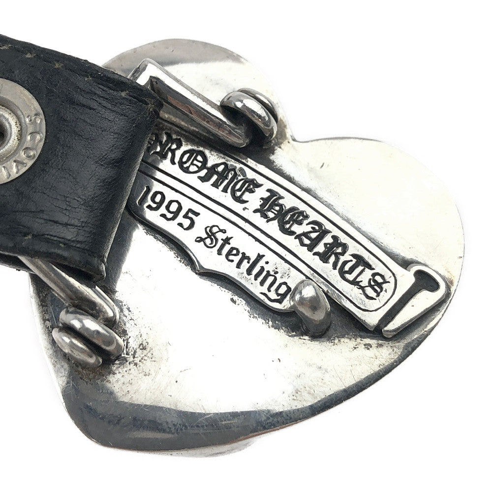 CHROME HEARTS クロムハーツ(原本無) HEART STRAP ハート バックル ナロー ベルト ブラック系【中古】