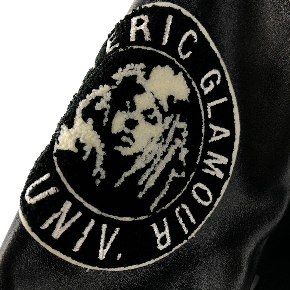 HYSTERIC GLAMOUR ヒステリックグラマー × WIND AND SEA ウィンダンシー 21AW WDS-HYS-3-01 TEAM STADIUM JUMPER BLACK レザー切替 スタジアム ジャンパー ブルゾン スタジャン バーシティジャケット【新古品】【未使用】【中古】
