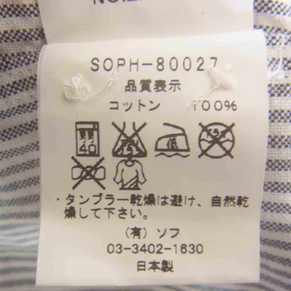 SOPHNET. ソフネット SOPH-80027 ストライプ 半袖 BD シャツ グレー系 L【中古】