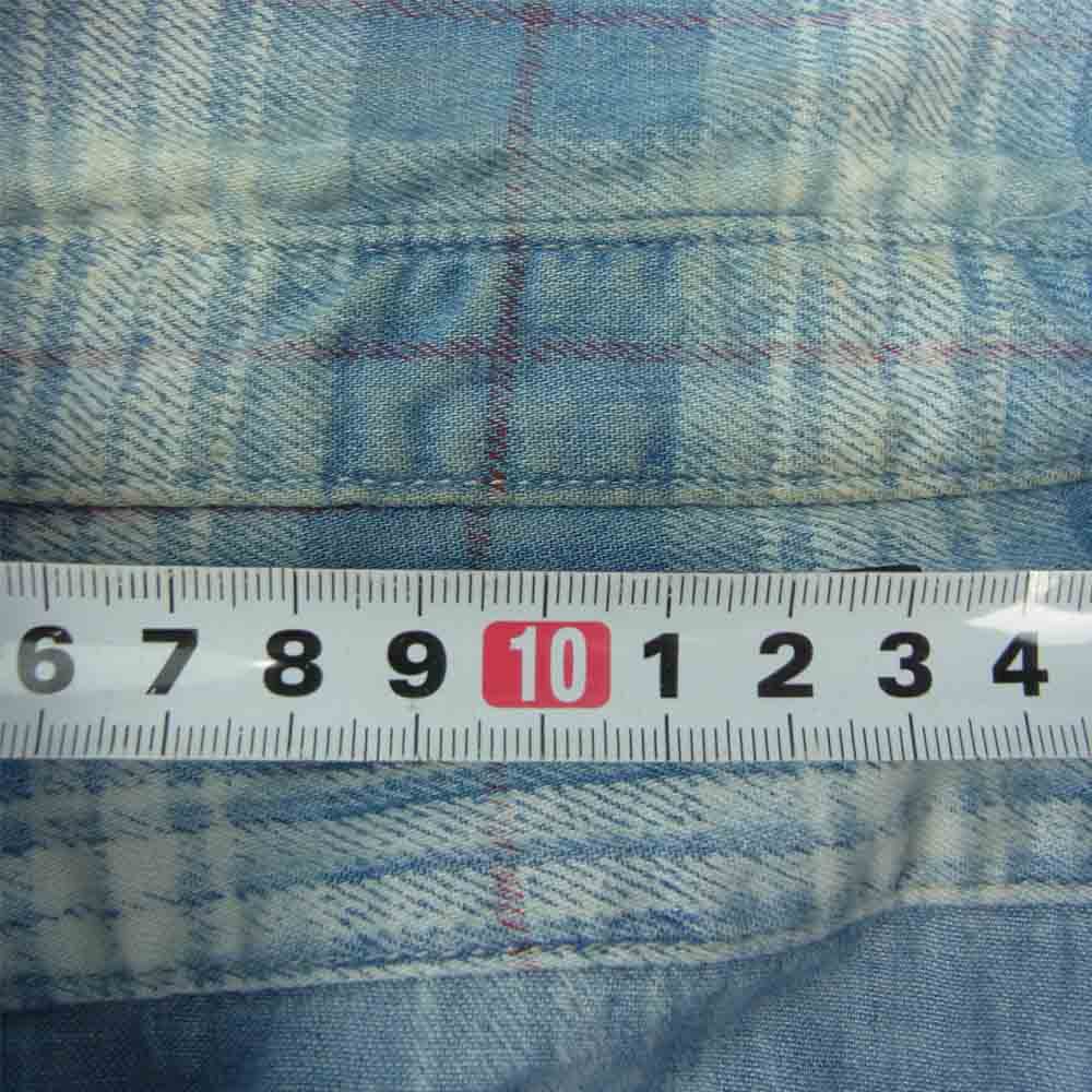 MINEDENIM マインデニム 19SS 1903-5003-87-012 DENIM CHECK PRINT LOOSE SH デニム チェック 長袖 シャツ インディゴブルー系 1【中古】