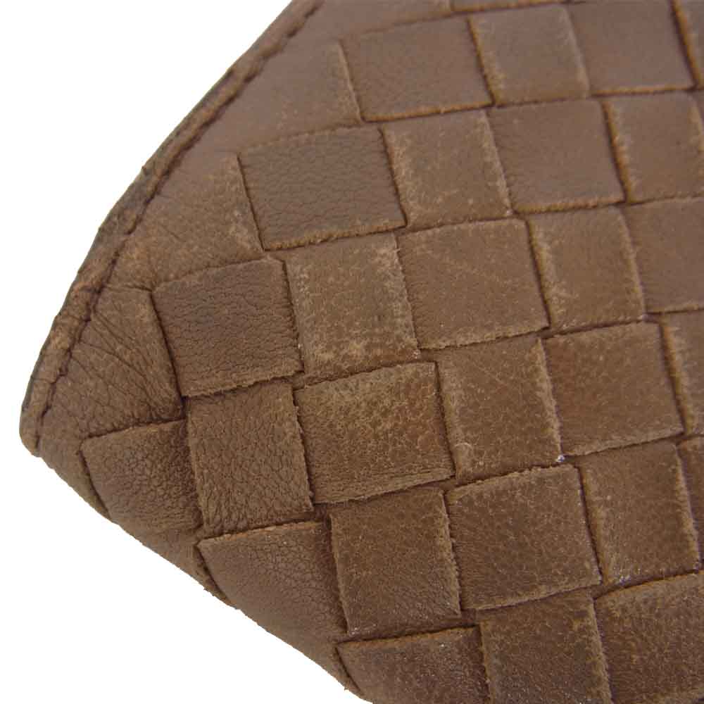 BOTTEGAVENETA ボッテガヴェネタ 134075 イントレチャート ラムスキン レザー ウォレット ブラウン系【中古】