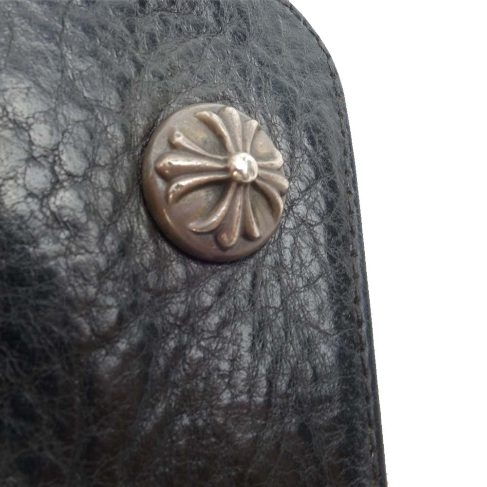 CHROME HEARTS クロムハーツ(原本無) WAVE WALLET クロスボール ボタン ウェーブ レザー ウォレット ブラック系【中古】