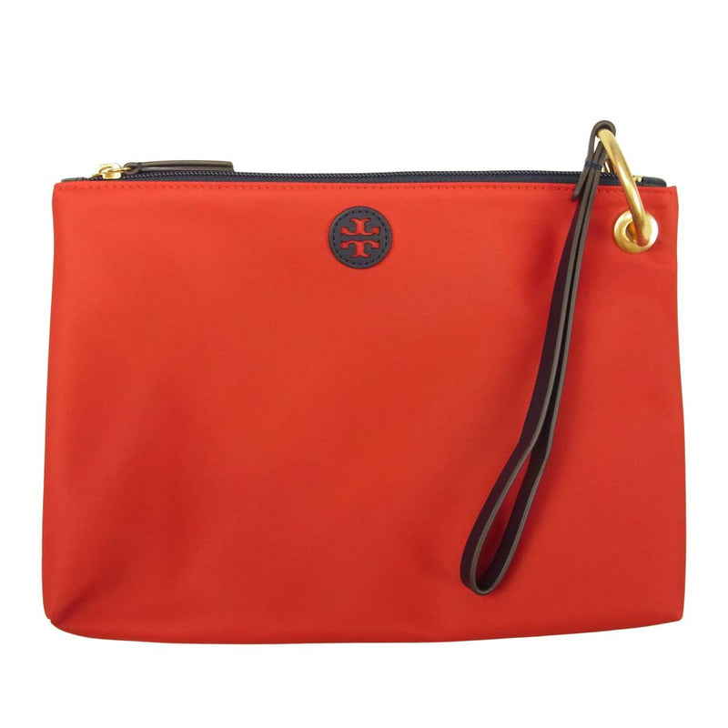 Tory Burch トリーバーチ 未使用品 TRIO PACKABLE NYLON PRINTED POUCH ナイロン ポーチ レッド  レッド系【極上美品】【中古】