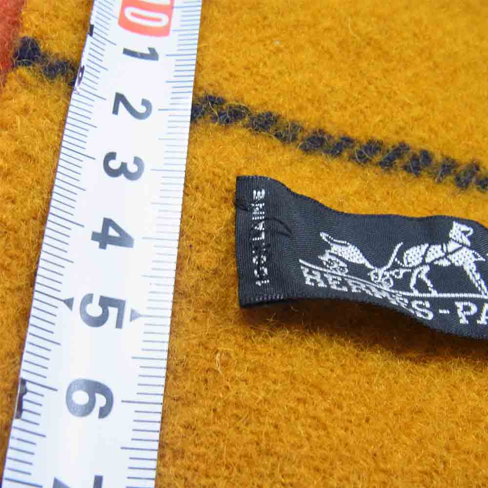 HERMES エルメス ロカバール ストライプ ウール マフラー イエロー系【新古品】【未使用】【中古】