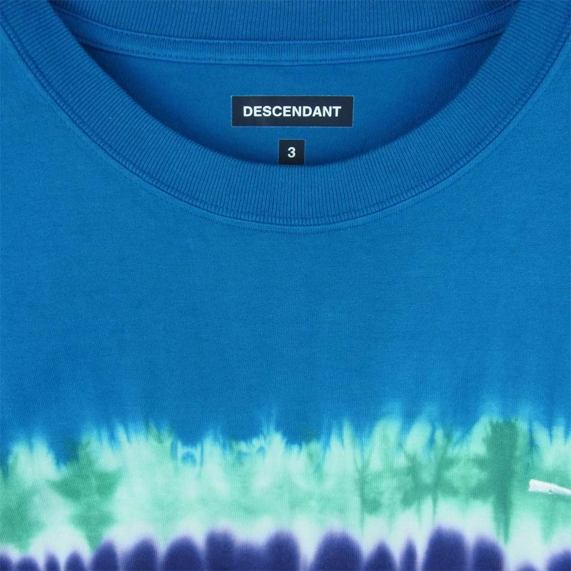 DESCENDANT ディセンダント CACHALOT 刺繍 半袖 Tシャツ タイダイ コットン 日本製 ブルー系 3【中古】