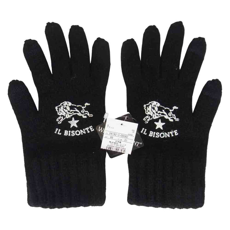 IL BISONTE イルビゾンテ 54192-3-09382 KNIT GLOVES WITH LOGO ロゴ