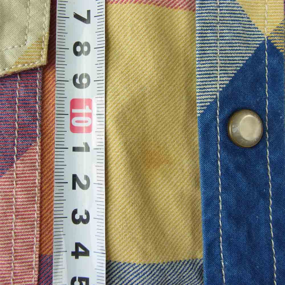 TMT ティーエムティー TSH-S1413 INDIGO CHECK SHIRTS 長袖 インディゴ チェック シャツ グリーン系 M【中古】
