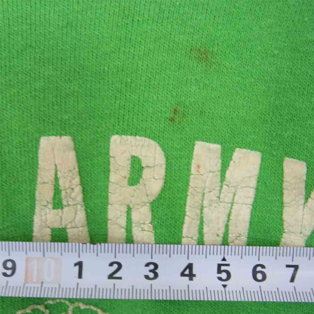 米軍 ヴィンテージ フロッキー プリント ラグラン 半袖 グリーン系 サイズ表記無【中古】