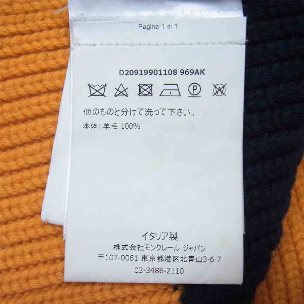 MONCLER モンクレール GENIUS ジーニアス 国内正規品 SCIARPA TRICOT ロゴワッペン ウール マフラー ネイビー×オレンジ系【中古】