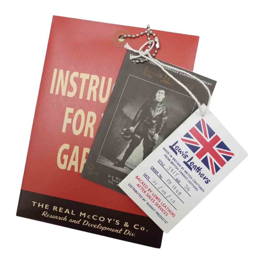 Lewis Leathers ルイスレザー THE REAL McCOY'S リアルマッコイズ 別注 391T Lightning ディアスキン ライトニング レザー ライダース ジャケット ブラック系 34【中古】