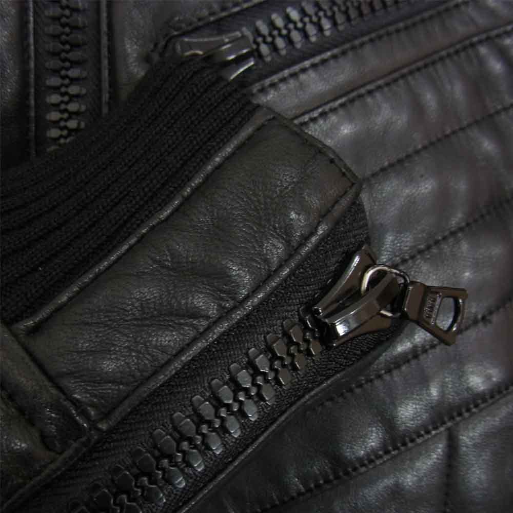 ATTACHMENT アタッチメント 2-WAY TYPE LAMB LEATHER SINGLE RIDERS PADDED JACKET パテッド ラムレザー シングル ライダース ブラック系 1【中古】