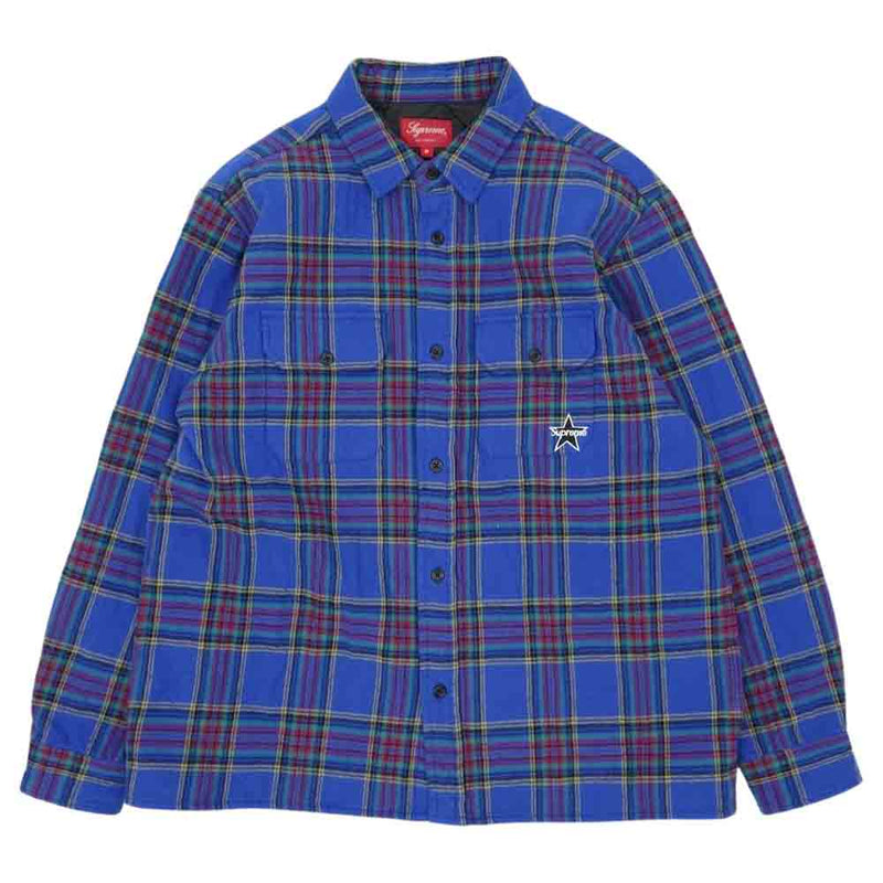 supreme Plaid Flannel Shirt Blue Lサイズ