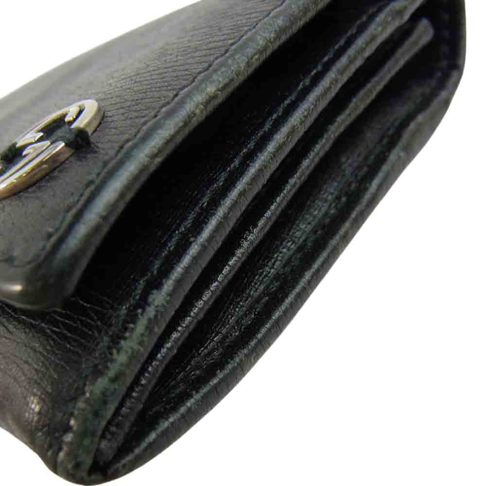 GUCCI グッチ インターロッキング 2つ折り 長財布 ブラック系【中古】