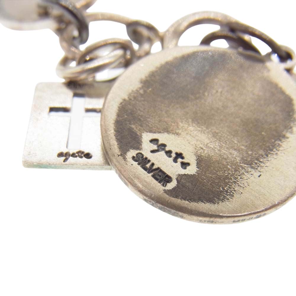 アガット シルバー925 チャーム付き チェーン ブレスレット シルバー系【中古】