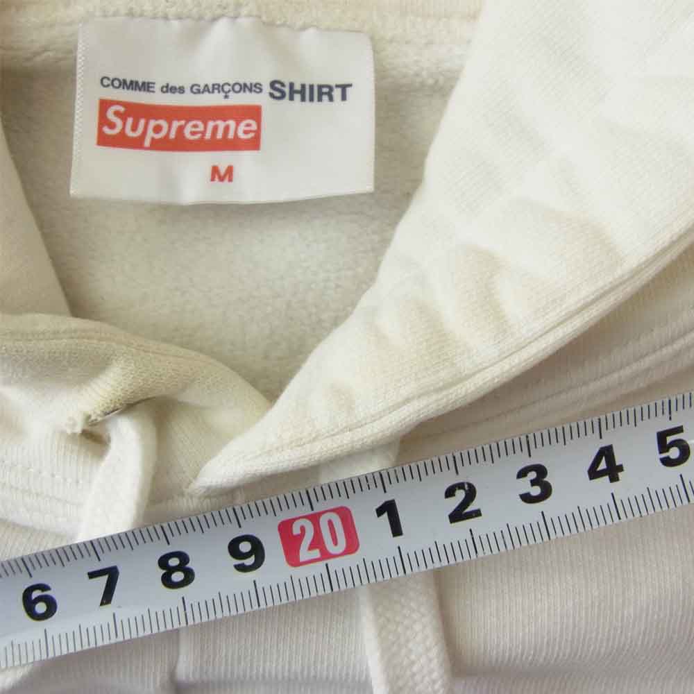 Supreme シュプリーム 18AW COMME DES GARCONS SHIRT Hooded Sweatshirt コムデギャルソン シャツ スプリットボックスロゴ パーカー ホワイト系 M【中古】