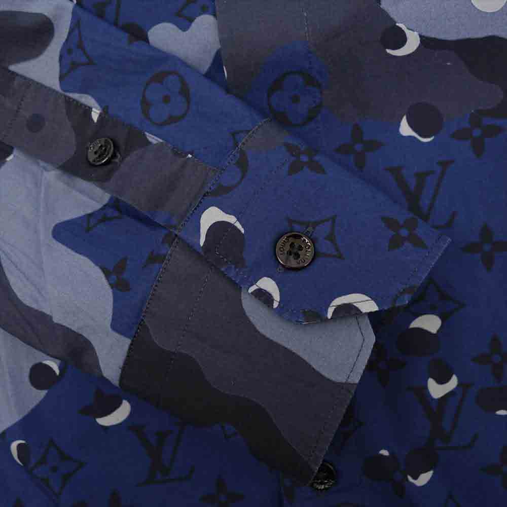 LOUIS VUITTON ルイ・ヴィトン 国内正規品 20SS カモ DNA 長袖 シャツ ネイビー系 XS【中古】