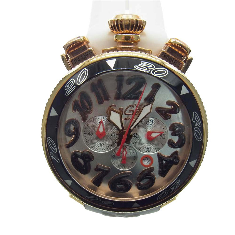 GaGa MILANO クロノグラフ48mm クォーツ腕時計 ラバーベルト時計