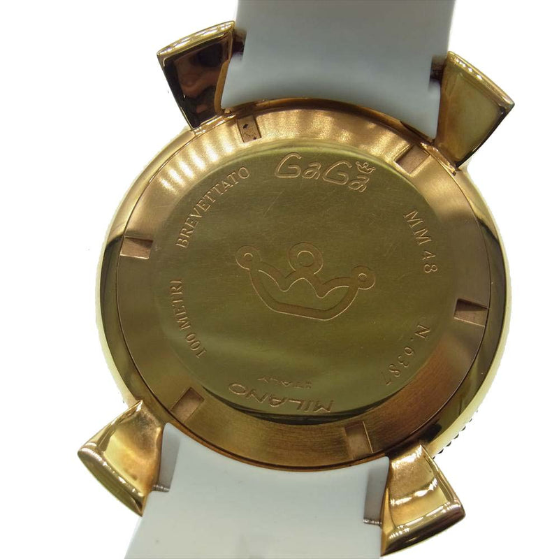 ガガミラノMM48シルバー クオーツ メンズ 腕時計  クロノグラフ