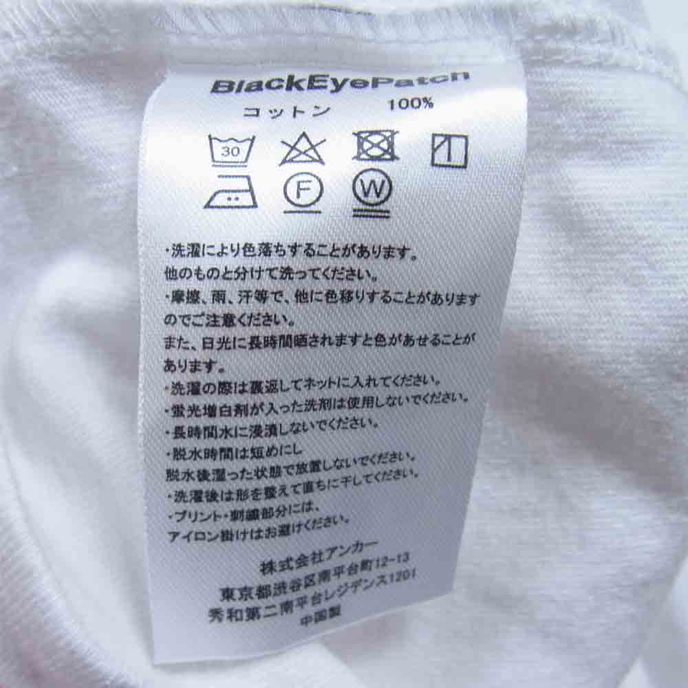 ブラックアイパッチ 取扱注意 ロゴ プリント 半袖 Tシャツ ホワイト系 L【中古】