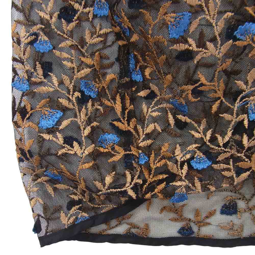 ロキト LKF369-OP3B FLOWER EMBROIDRED DRESS エンブロイダリーフラワー シアー ロングドレス ブラウン系 2【美品】【中古】