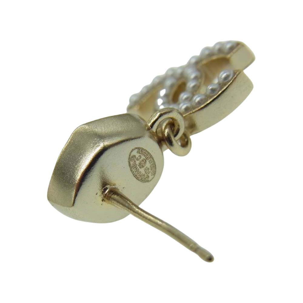 CHANEL シャネル P21C ココマーク ストーン パール ピアス ゴールド系【中古】
