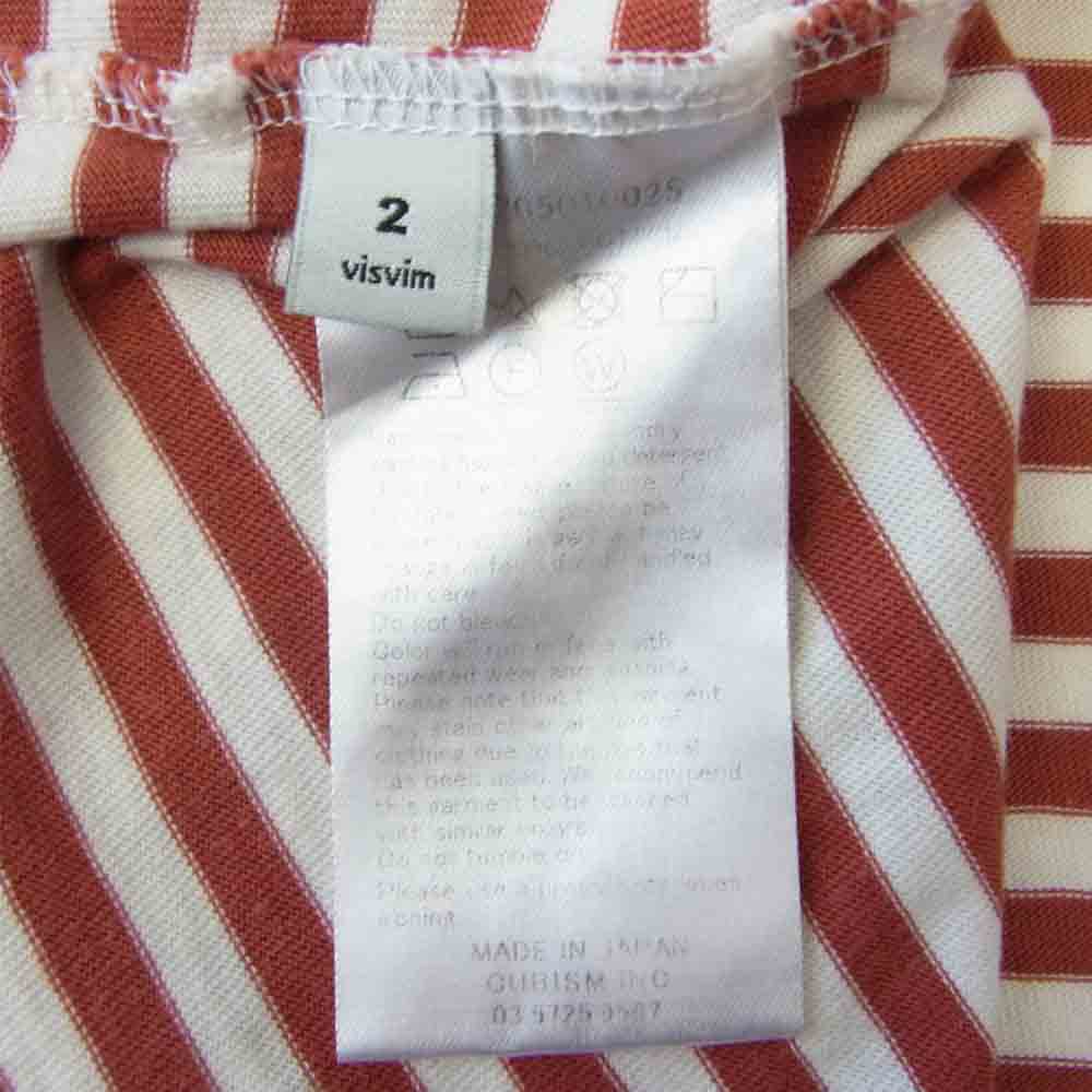 VISVIM ビズビム 0117205010025 JUMBO TEE S/S BORDER ボーダー Tシャツ 半袖 ホワイト系 エンジ系 2【中古】