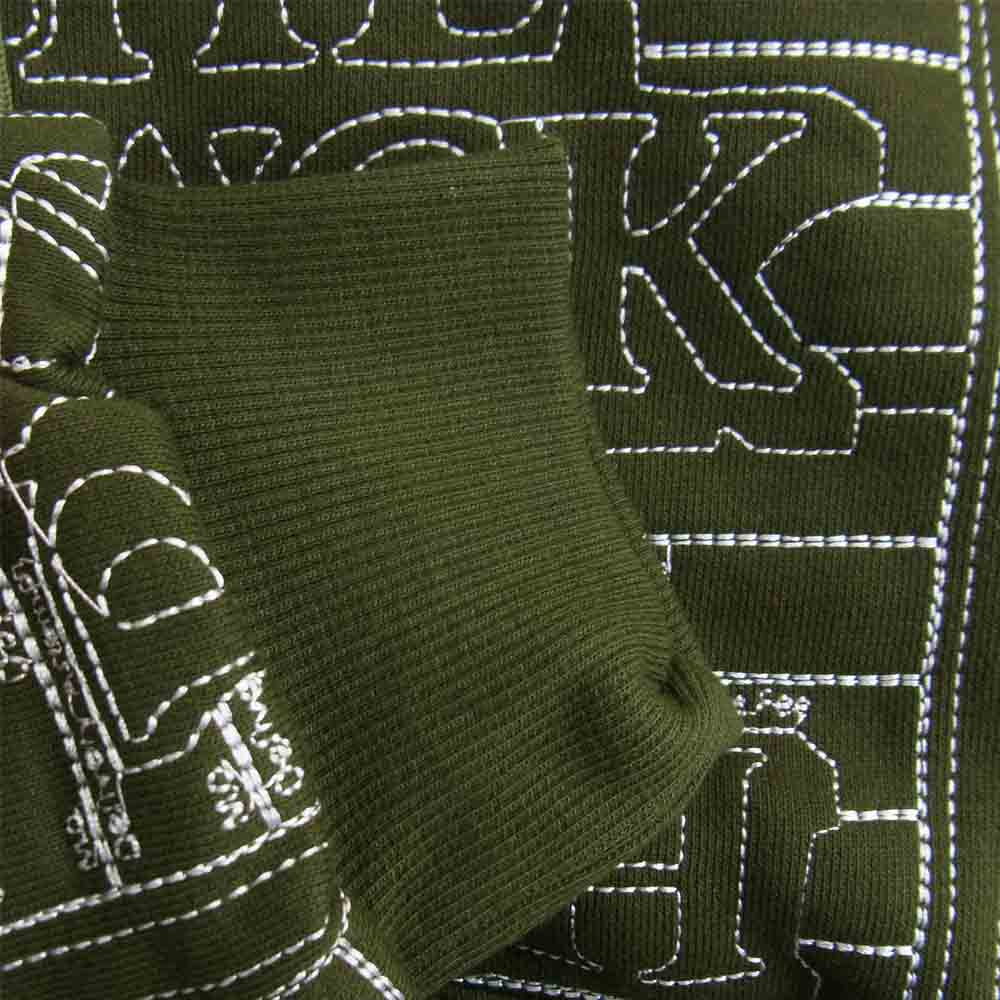 ブラックアイパッチ BEPF18TP02 LABEL 21P HOODIE 刺繍 総柄 パーカー カーキ系 M【新古品】【未使用】【中古】