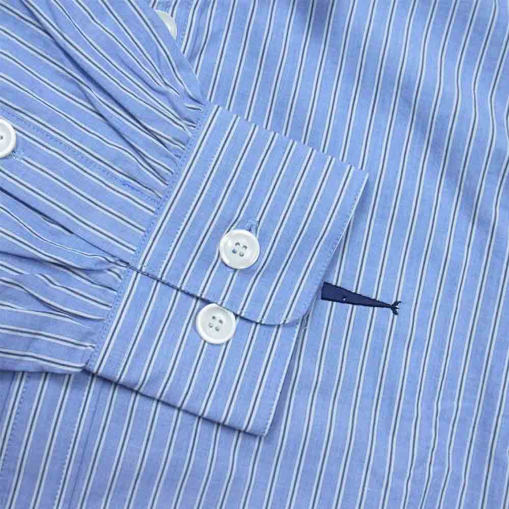 DESCENDANT ディセンダント 212brds-shm04 OCEAN STRIPE LS オーシャン ストライプ シャツ ブルー系 2【美品】【中古】