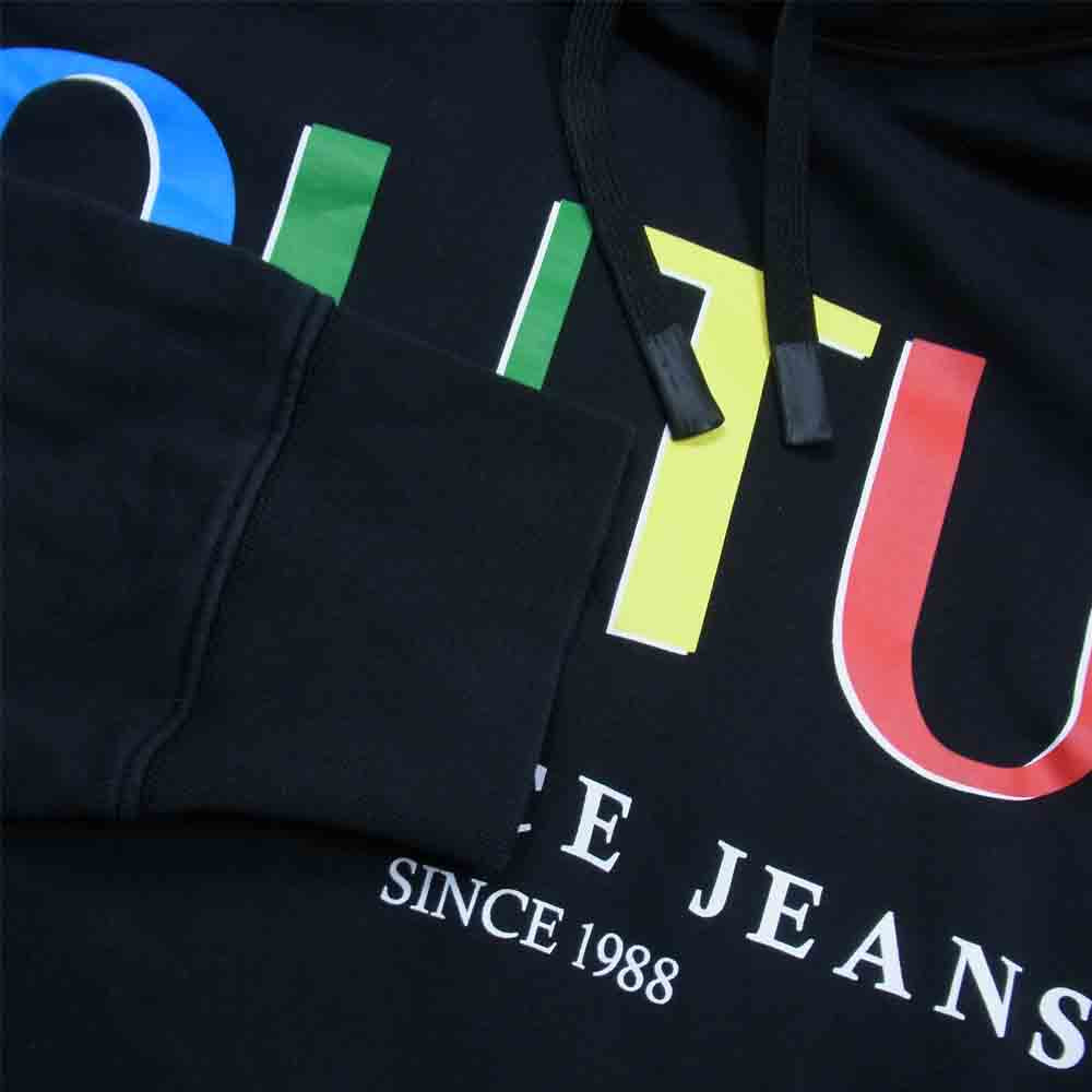 VERSACE ヴェルサーチ JEANS COUTURE 71GAIP04 MULTICOLOR LOGO HOODIE プルオーバーパーカー ブラック系 M【中古】