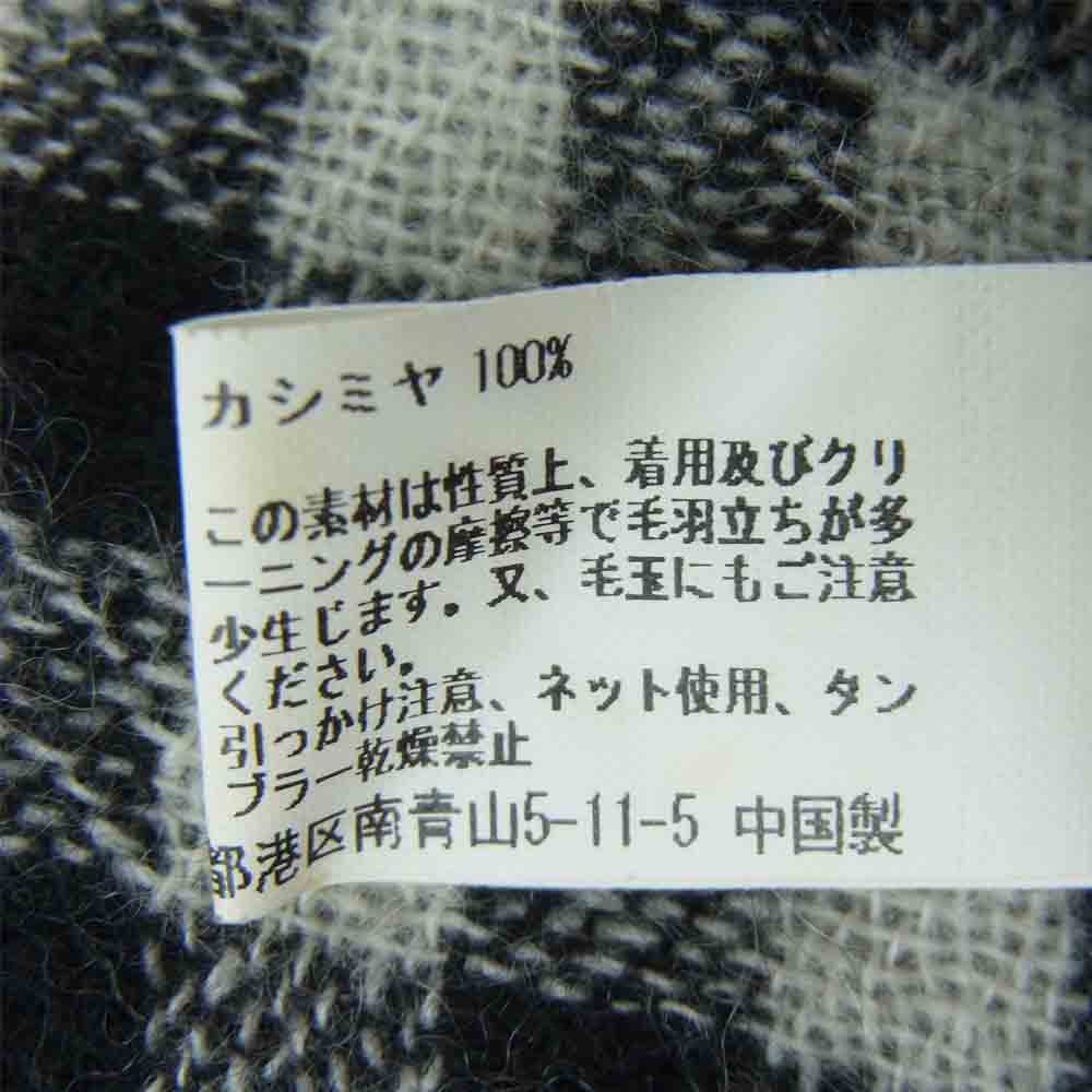 COMME des GARCONS コムデギャルソン HOMME オム HF-K402 カシミヤ100% ギンガムチェック マフラー ブラック系 ホワイト系【美品】【中古】