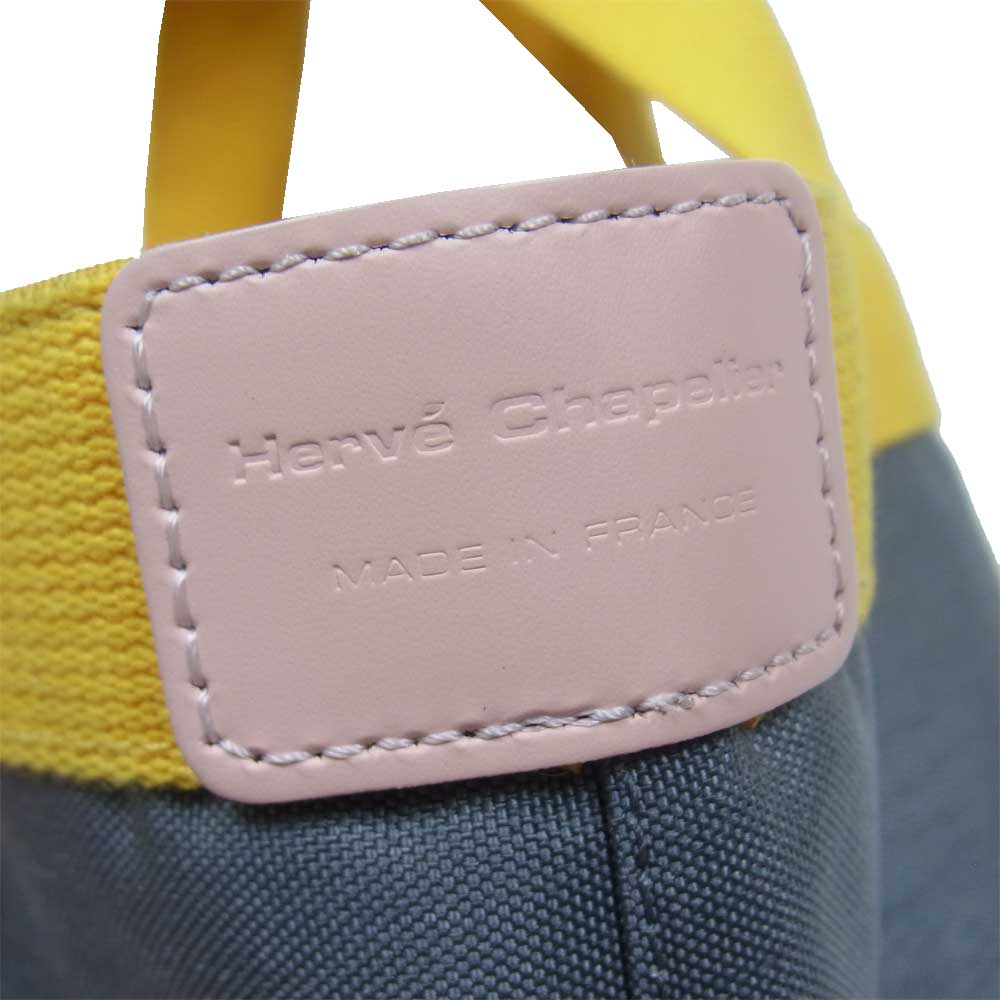 Herve Chapelier エルベ・シャプリエ 707CD 限定カラー 舟型 トート バッグ フュズイ × ジョーヌ グレー系 M【極上美品】【中古】