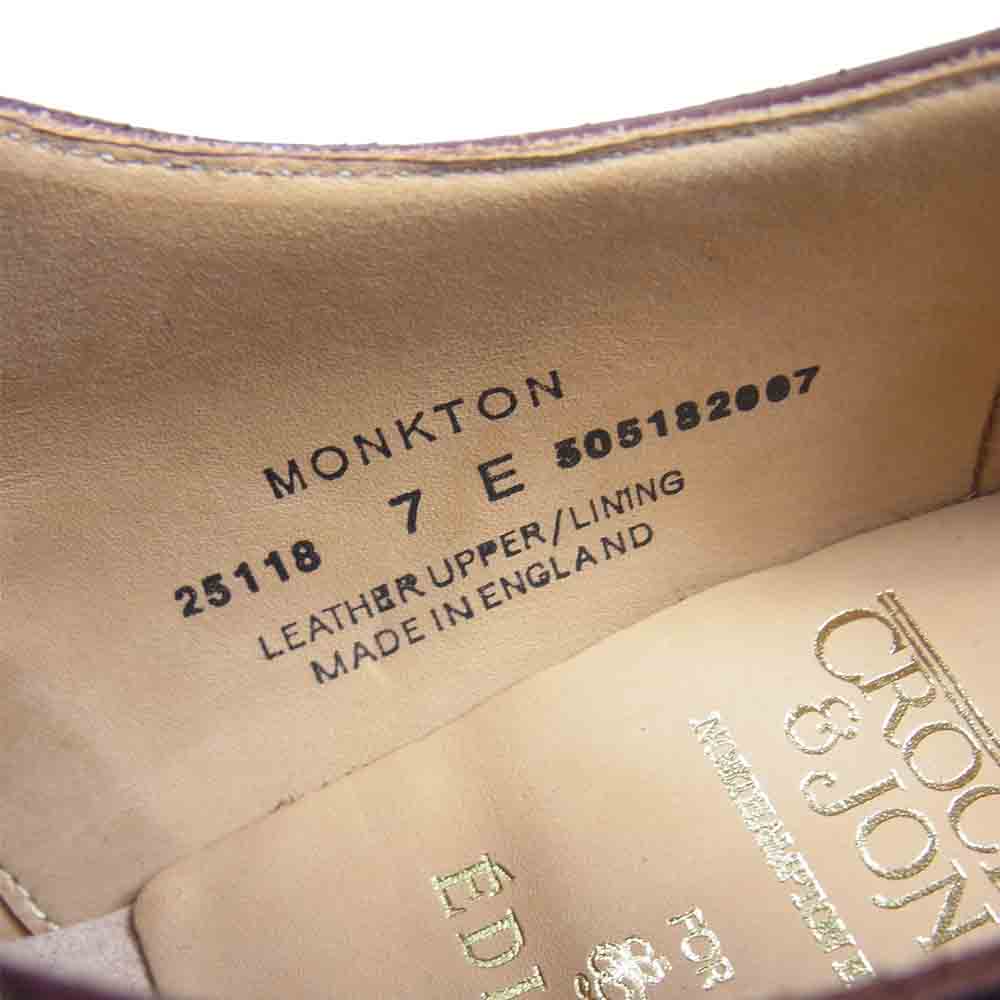 CROCKETT&JONES クロケットアンドジョーンズ EDIFICE 25118 Monkton エディフィス モンクシューズ ダークブラウン系 7E【新古品】【未使用】【中古】