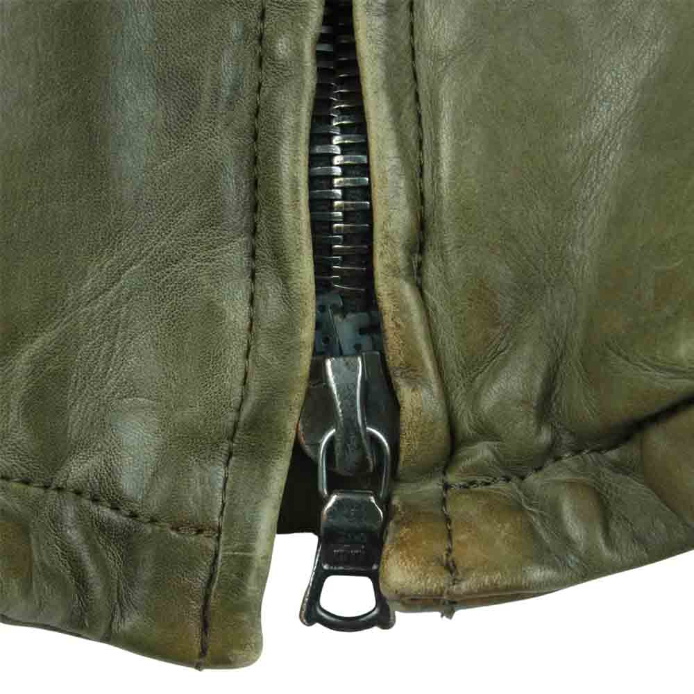 ISAMUKATAYAMA BACKLASH イサムカタヤマバックラッシュ L-1604-05 カウレザー シングル ライダース ジャケット カーキ系 S 1【中古】