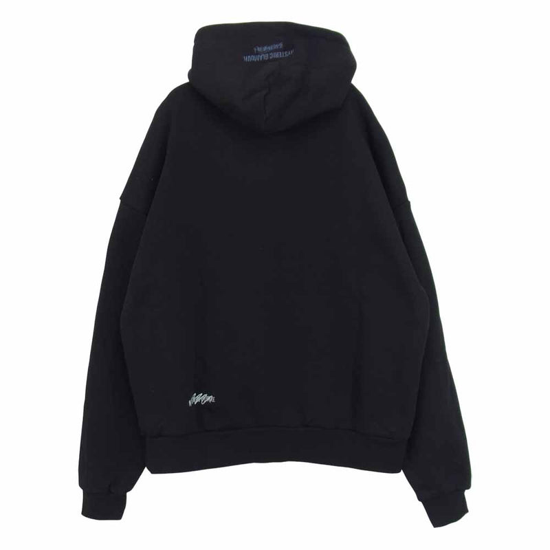 HYSTERIC GLAMOUR ヒステリックグラマー GENZAI COLLAGE HOODIE ゲンザイ カレッジ ロゴ 刺繍 フーディ  ブラック系 M【中古】