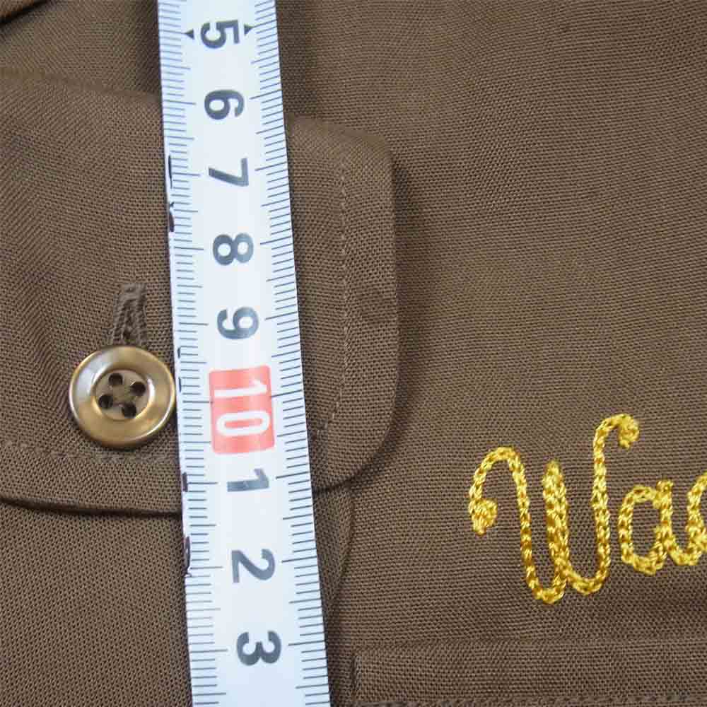 WACKO MARIA ワコマリア ロゴ 刺繍 オープンカラー シャツ 開襟 リヨセル 長袖 ブラウン系 M【中古】