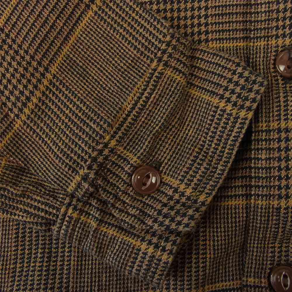 SASAFRAS ササフラス SF-211858 Gardener Shirt L/C CHECK ガーデナー チンストラップ チェック 長袖 シャツ ブラウン系 L【新古品】【未使用】【中古】