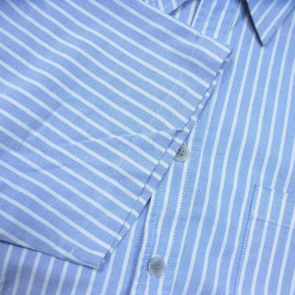 FEAR OF GOD フィアオブゴッド 4th Collection DAD SHIRT フォース コレクション ストライプ サイド ジップ 半袖 シャツ ライトブルー系 L【中古】