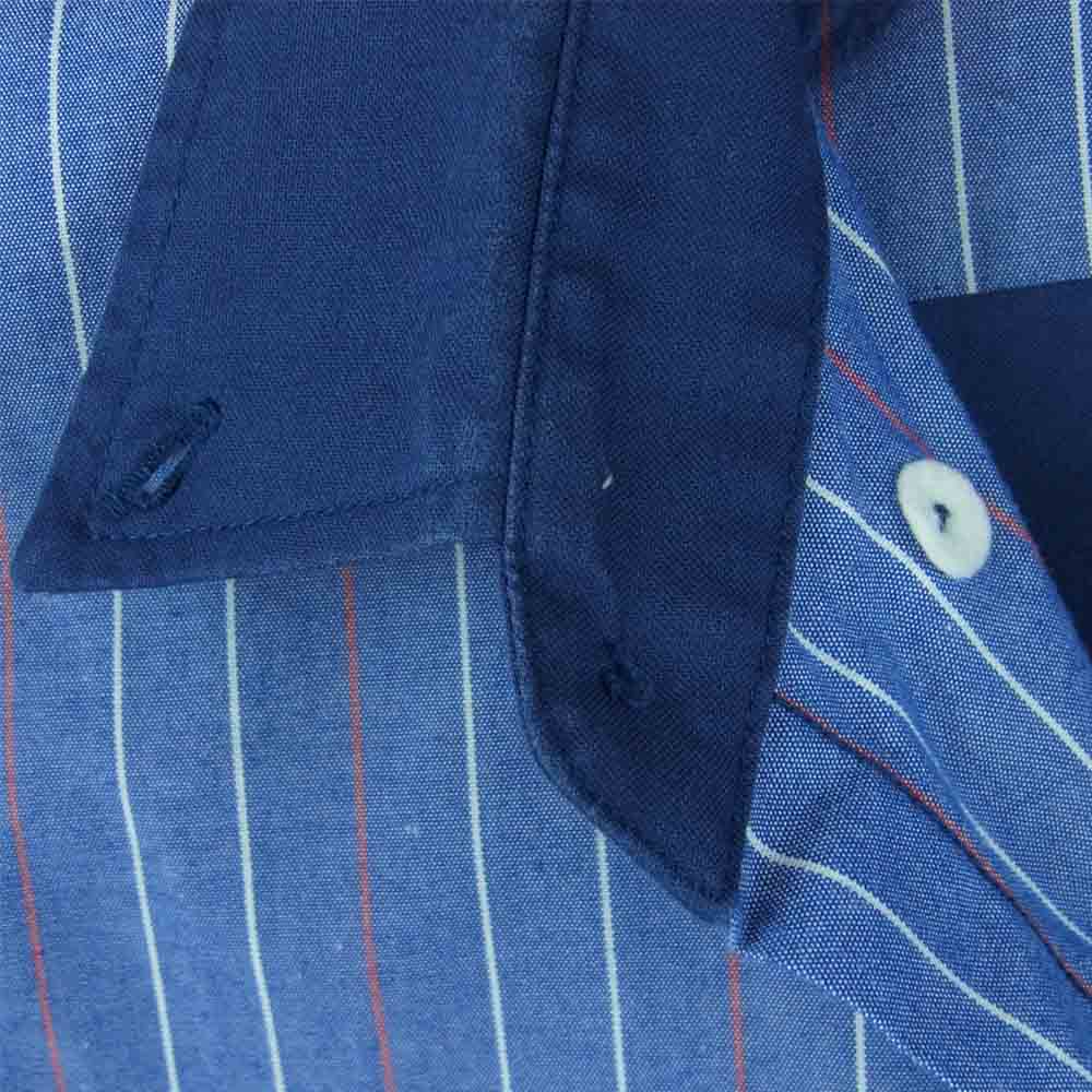 TENDERLOIN テンダーロイン T-WORK SHT U BD 切替 ストライプ 長袖 シャツ コットン 日本製 ブルー系 S【中古】