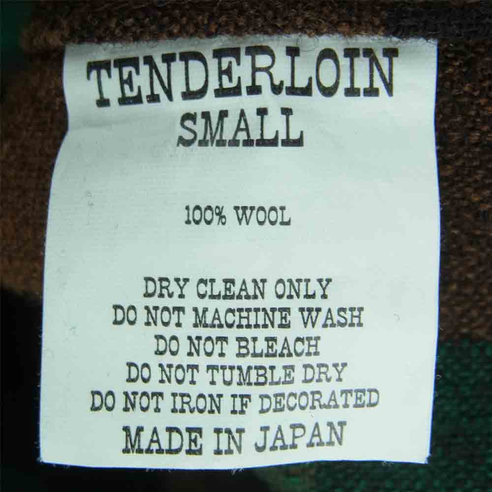 TENDERLOIN テンダーロイン T-WOOL SHT P ブロック チェック ウール 長袖 シャツ グリーン系 ブラウン系 S【中古】