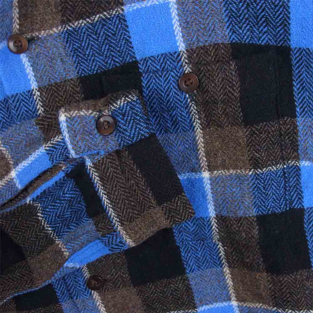 TENDERLOIN テンダーロイン T-WOOL CHECK SHT ウール チェック 長袖 シャツ 日本製 ブルー系 XS【中古】