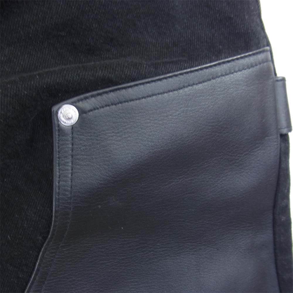 JOHN LAWRENCE SULLIVAN ジョンローレンスサリバン 2B012-0321-28 LEATHER PATCH DENIM レザー 切替 パッチワーク デニム パンツ ブラック系 44【中古】