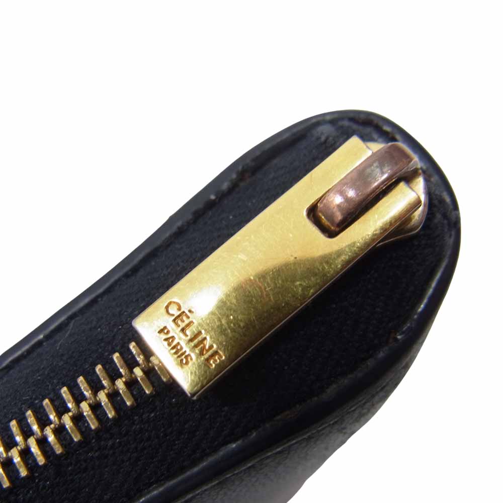 CELINE セリーヌ 105023XTM スモール ジップド ラウンド ファスナー レザー 財布 ブラウン系【中古】