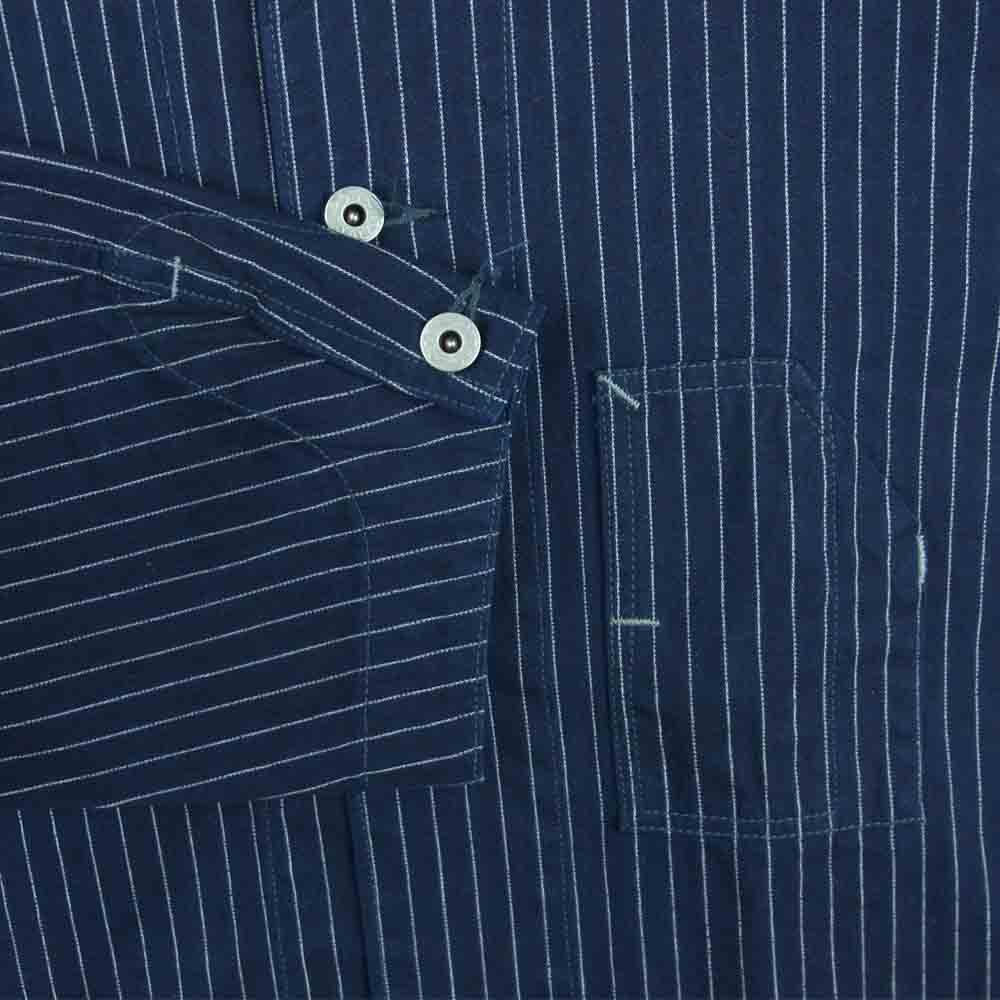 POST OVERALLS ポストオーバーオールズ 3POCKET JACKET ストライプ カバー オール ジャケット ネイビー系 L【中古】