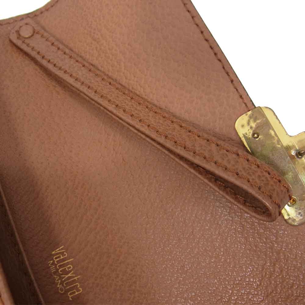 ヴァレクストラ レザー クラッチ セカンド バッグ ブラウン系【中古】