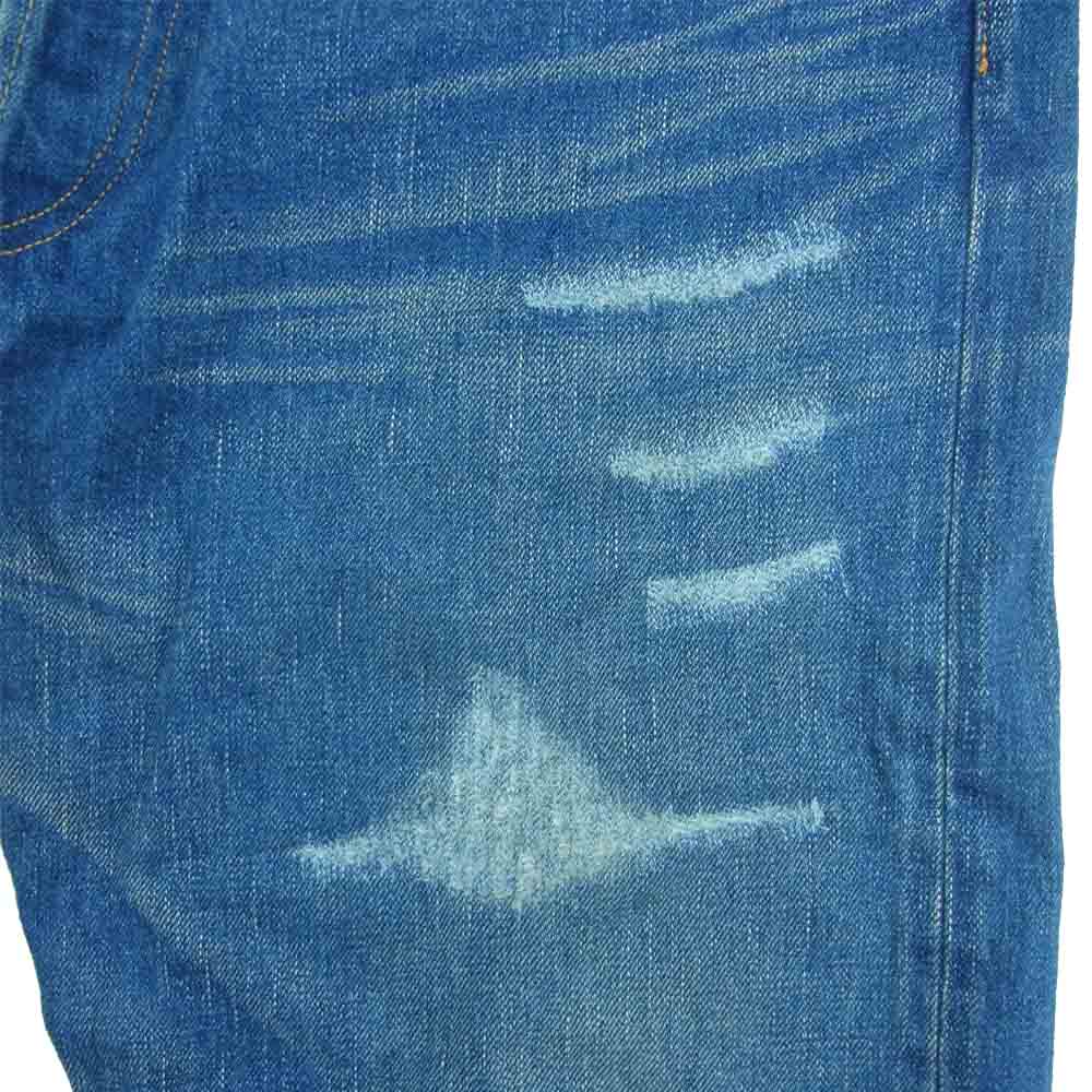 REMI RELIEF レミレリーフ ダメージ&リベア加工 デニム パンツ コットン 日本製 インディゴブルー系 XL【中古】