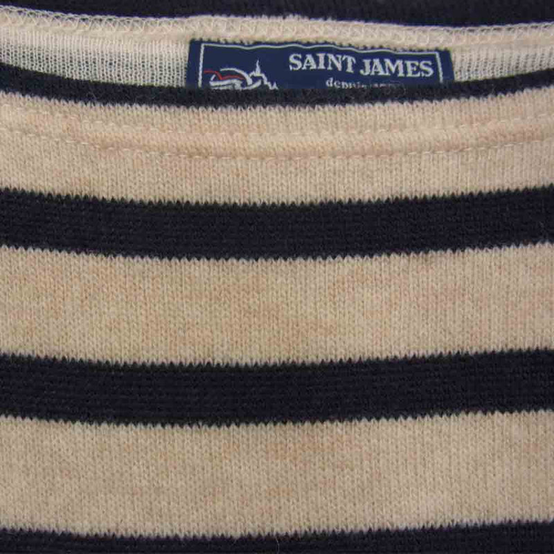 SAINT JAMES セントジェームス ウール混 ボーダー ニット バスクシャツ ネイビー系 M【中古】