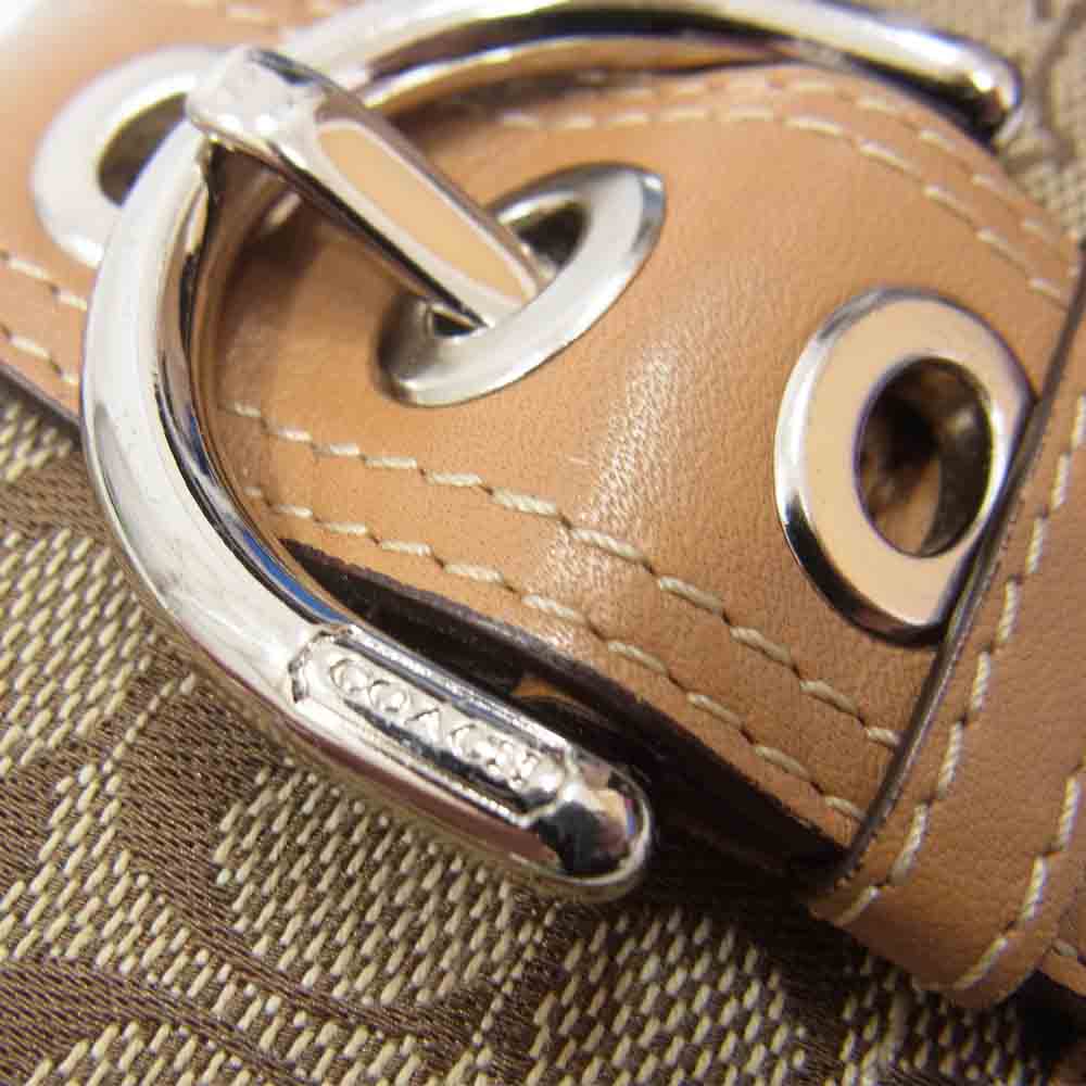 COACH コーチ シグネチャー ソーホー ベルトバックル 3つ折り ブラウン系【中古】